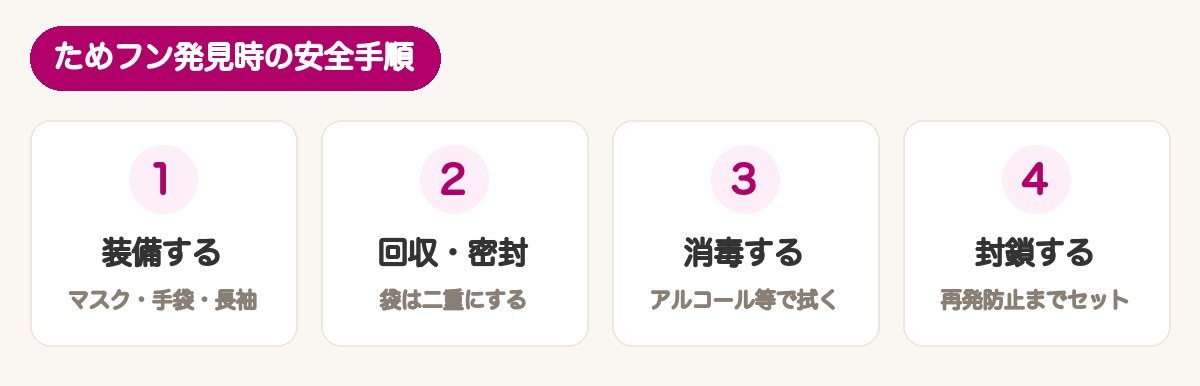 ためフン発見時の安全手順の図解