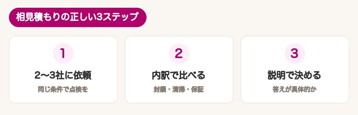 相見積もりの正しい3ステップの図解