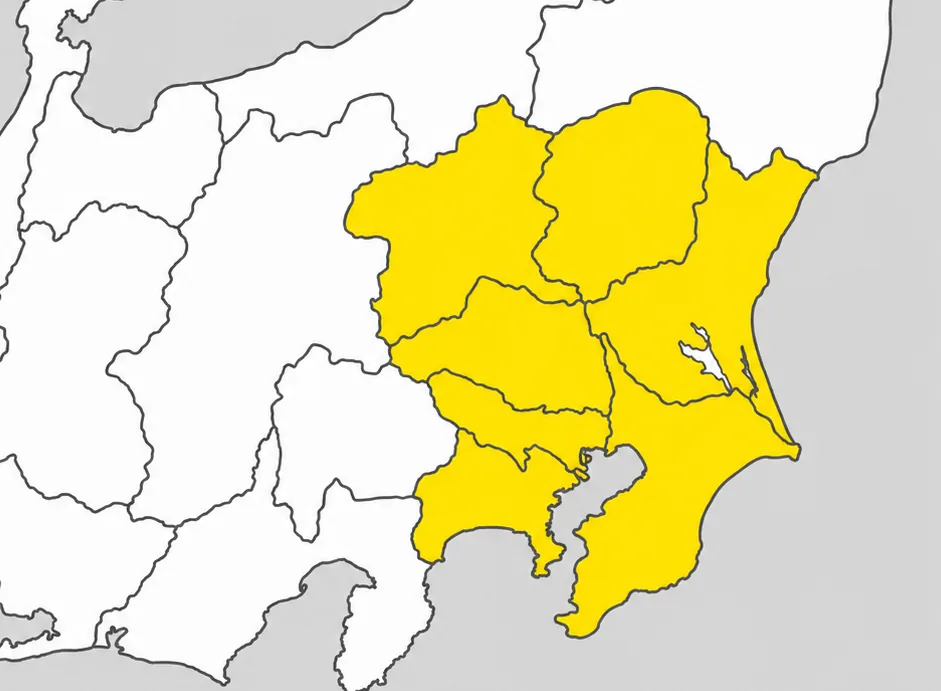 関東エリア対応マップ(東京都・神奈川県・千葉県・埼玉県・茨城県・栃木県・群馬県)